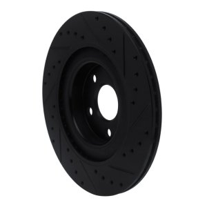 Volvo V90 Brake Rotor (1) - Rear Left - R1 Concepts - Drilled & Slotted - Black - `16-`26